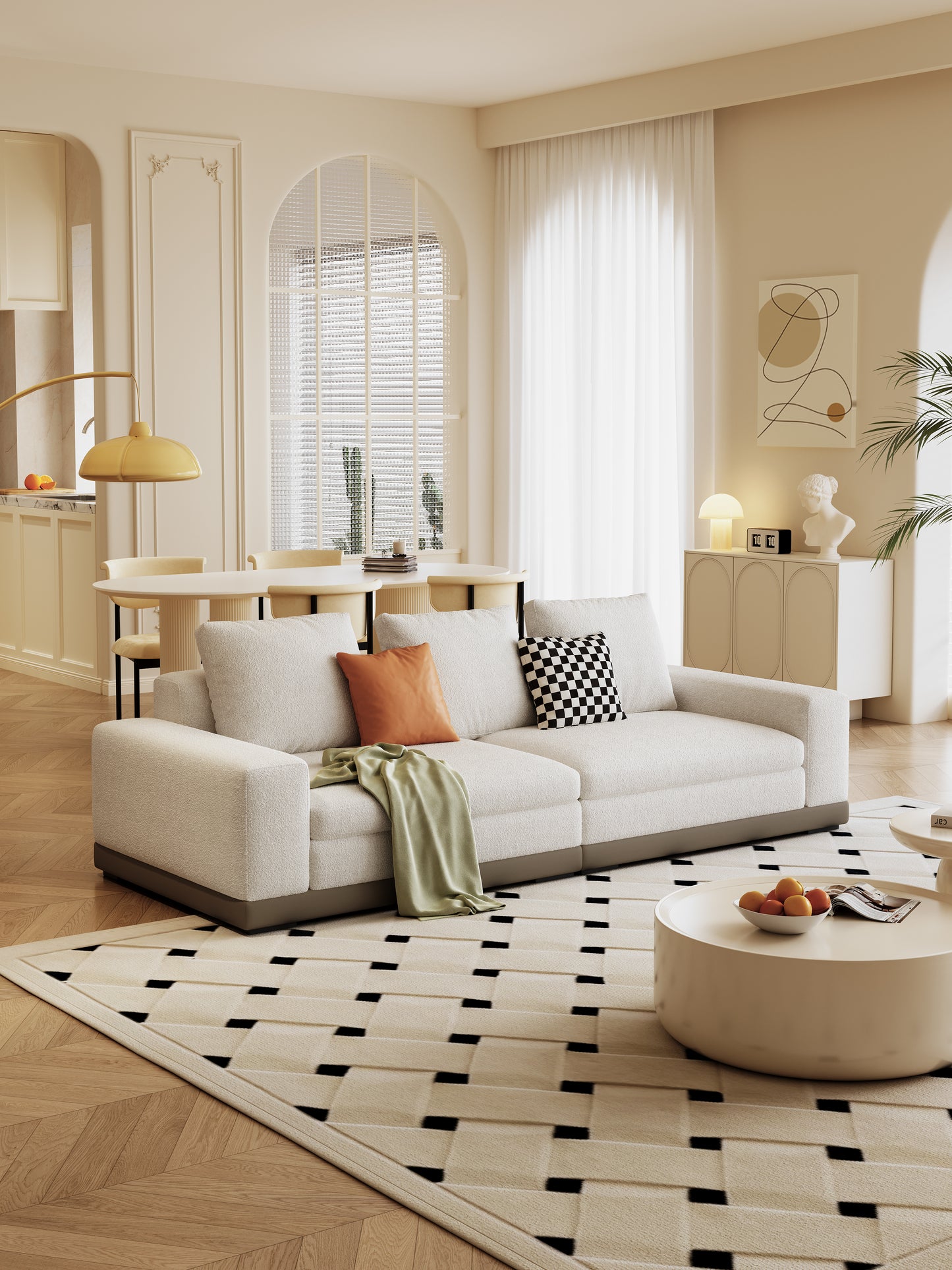 【Pre-Order】 ASGER Special Edition Grey Textured Cotton-Linen Three-Seater Sofa 255cm | 1049-255