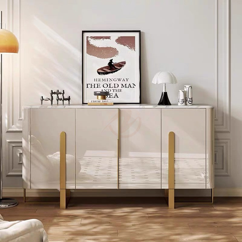 Tavolo Italian Minimalist Sintered Stone Countertop Sideboard with Drawers | Entryway Cabinet | Shoe Cabinet | 7030