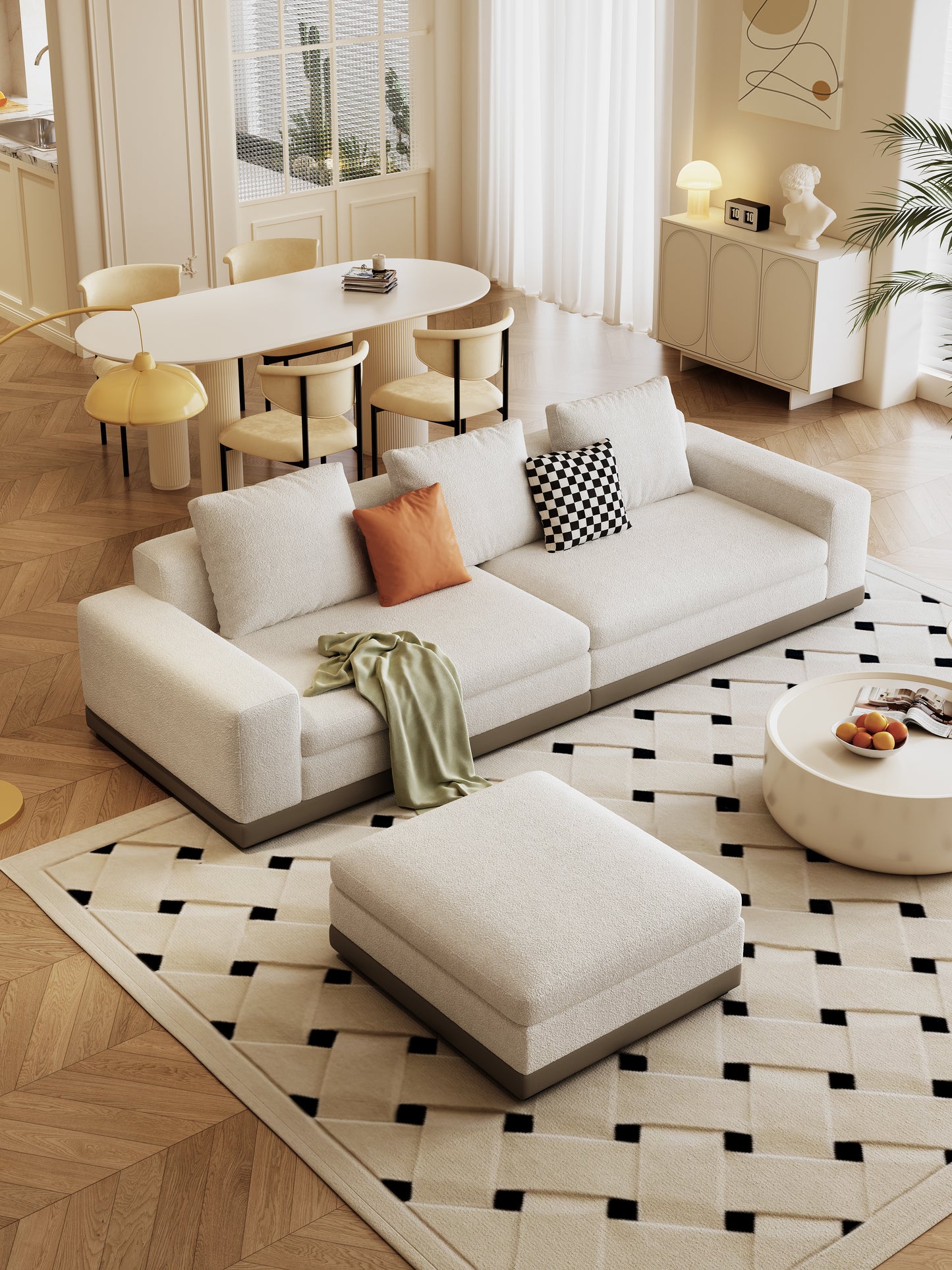 【Pre-Order】 ASGER Special Edition Grey Textured Cotton-Linen Three-Seater Sofa 255cm | 1049-255