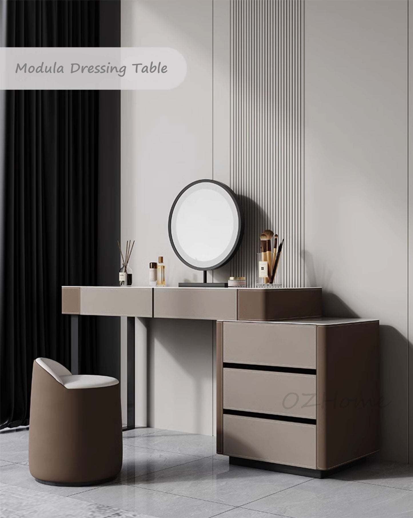 TEODORO Plus Italian-style luxury stone vanity table with storage cabinet | 6097