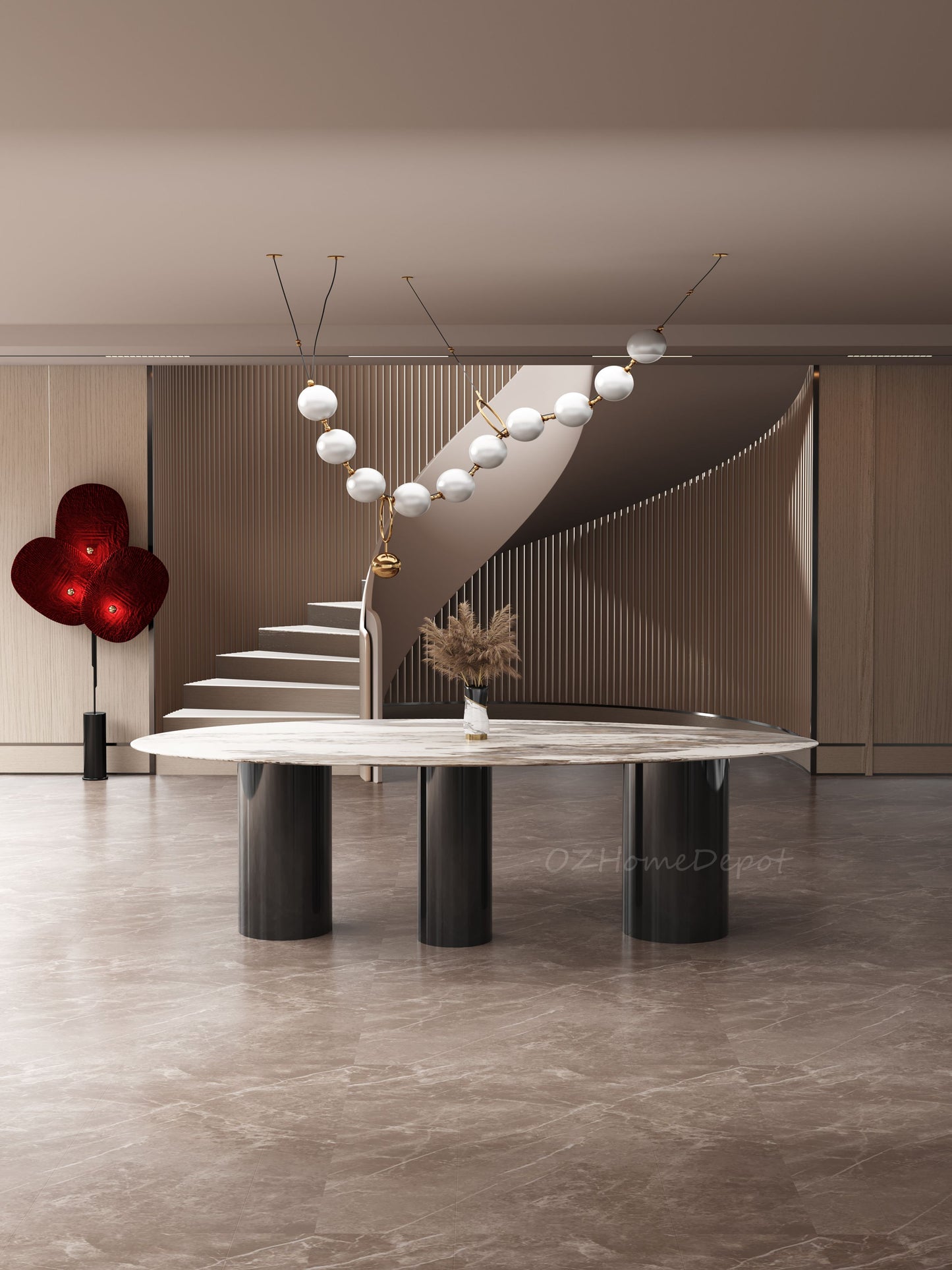 LAGOS Rain Drop Shape Pandora Ceramic Oval Dining Table| Steel Legs |