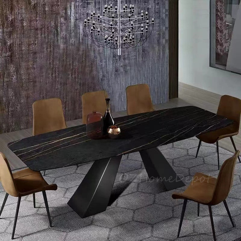 Keanu Rectangular Ceramic Dining Table/Steel Base/ Mordern/Minimalistic