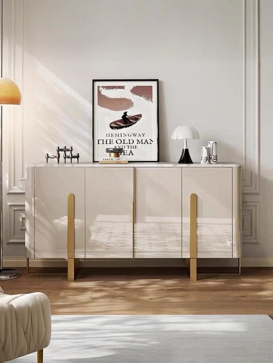 Tavolo Italian Minimalist Sintered Stone Countertop Sideboard with Drawers | Entryway Cabinet | Shoe Cabinet | 7030