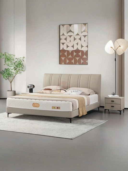 【Free Bedside Table x 2】AMARYLLIS AMARYLLIS Genuine Leather Bed Frame | Bedside Table | Queen | King |T-1001
