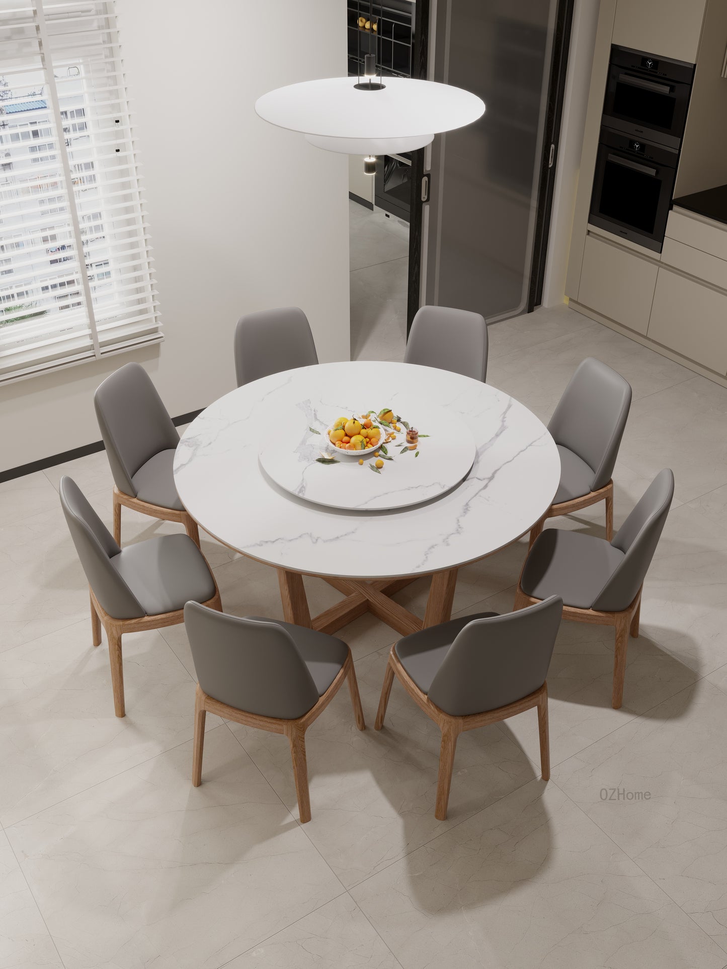 BLAISE Round Dining Table with Premium Sintered Stone Top and Solid Wood Base – Model 9020BLAISE Round Dining Table with Premium Sintered Stone Top and Solid Wood Base – Model 9020