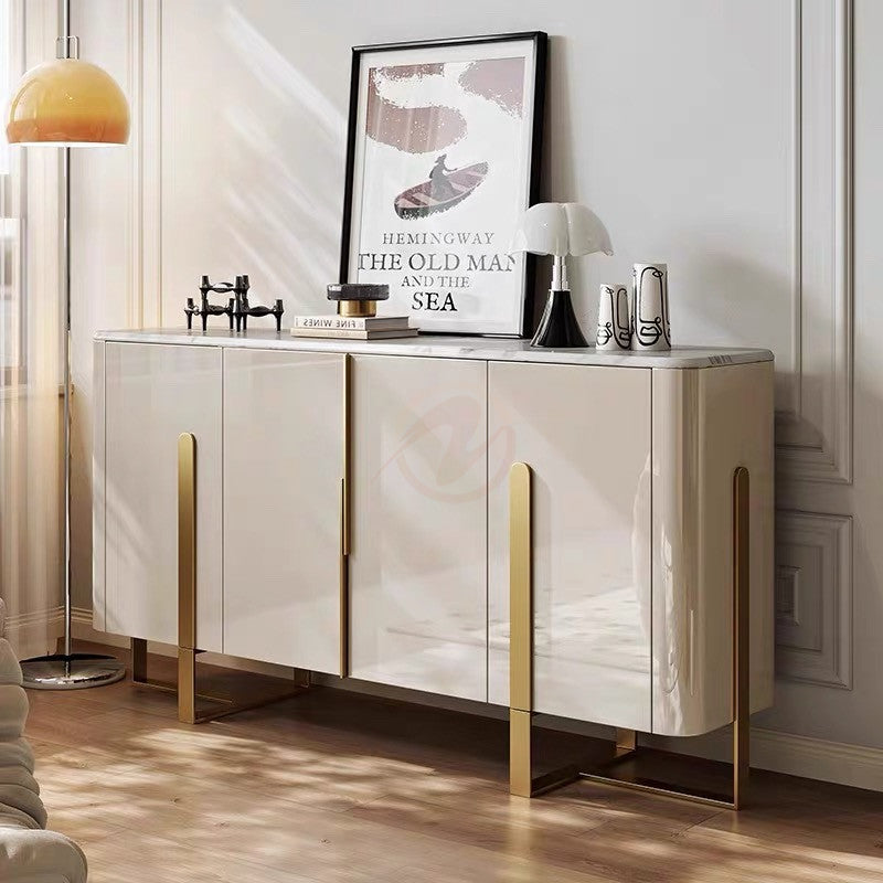 Tavolo Italian Minimalist Sintered Stone Countertop Sideboard with Drawers | Entryway Cabinet | Shoe Cabinet | 7030