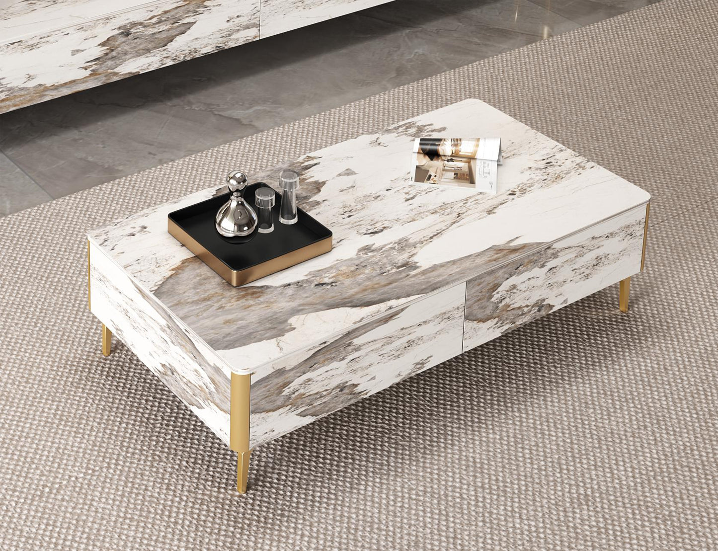 ZEUS Mordern Minimalistic Pandora Sintered Stone Entertaiment Unit/ Coffee Table/ TV STAND