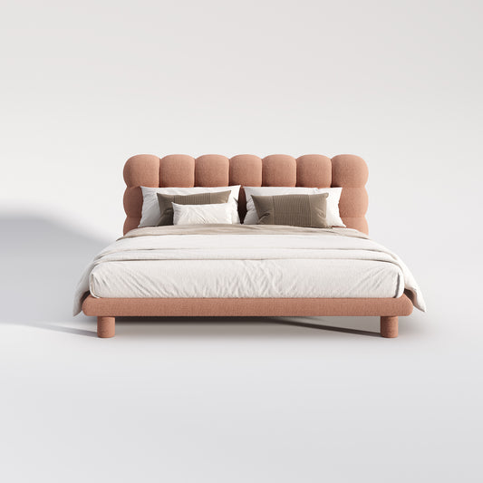 BUBBLE Princess Boucle Fabric Bed Frame Queen/ Creamy / PINK / Black