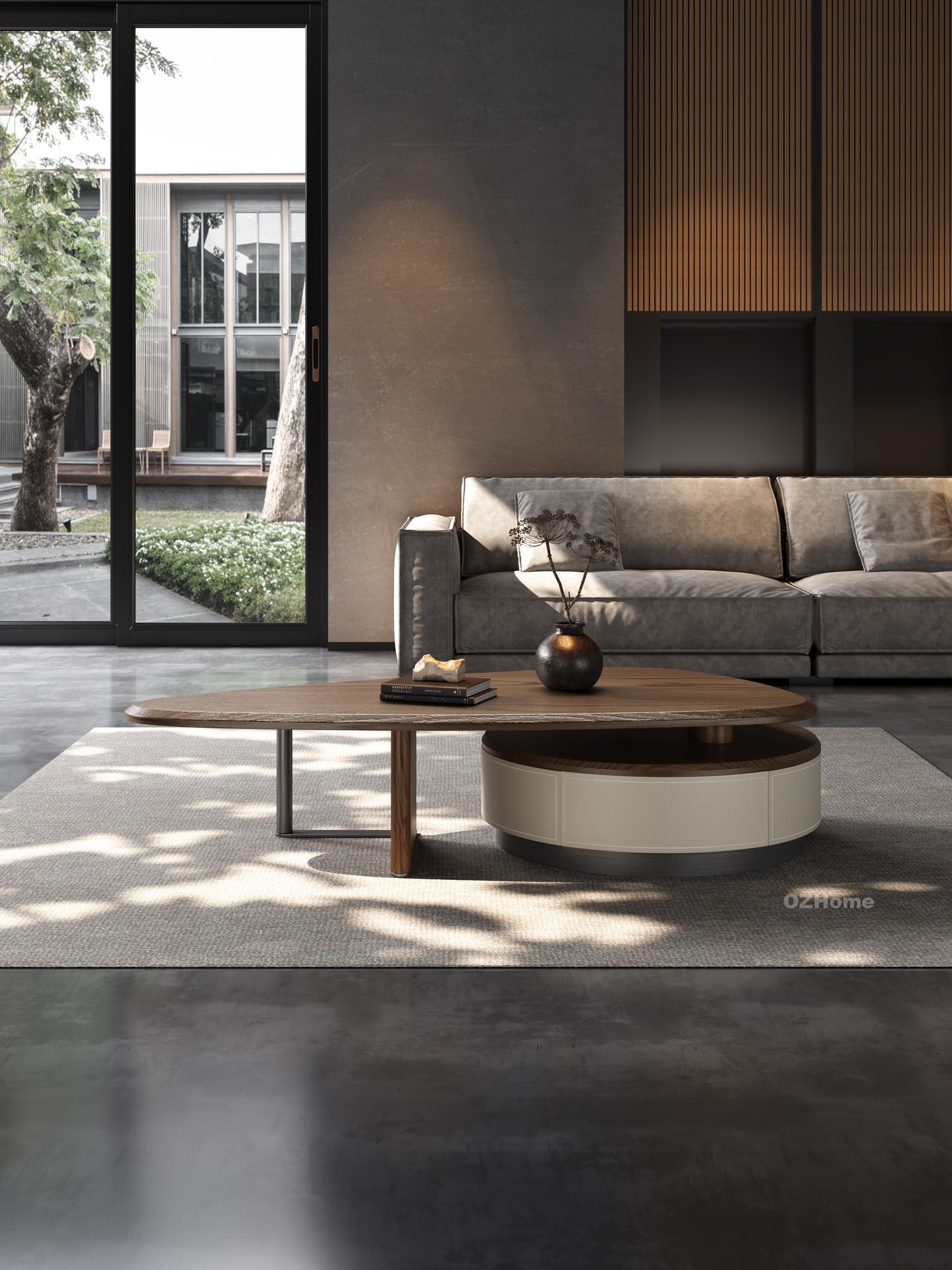 ORBIT Designer Irregular-Shaped Wooden Coffee Table Set 5049