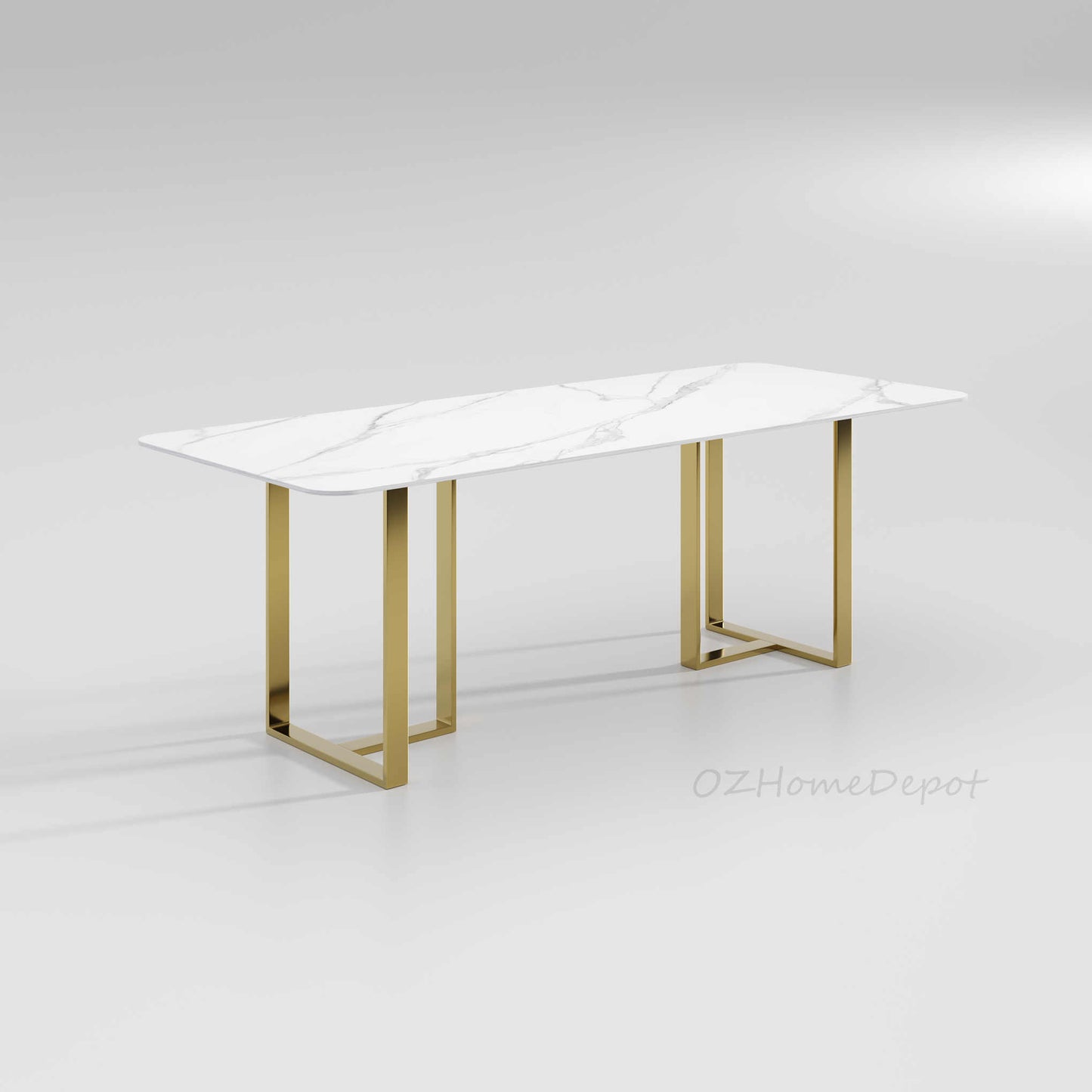 ELOWEN Marble Paint Sintered Stone Top - Gloss Finish Long Dining Table 9098