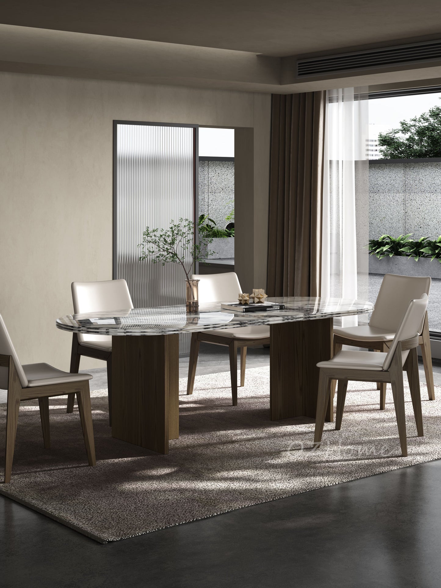 SERVIUS Italian Style Luxury Edition Natural Cut Marble Bvlgari Golden Luxury Stone Long Dining Table Multiple Sizes | 9053
