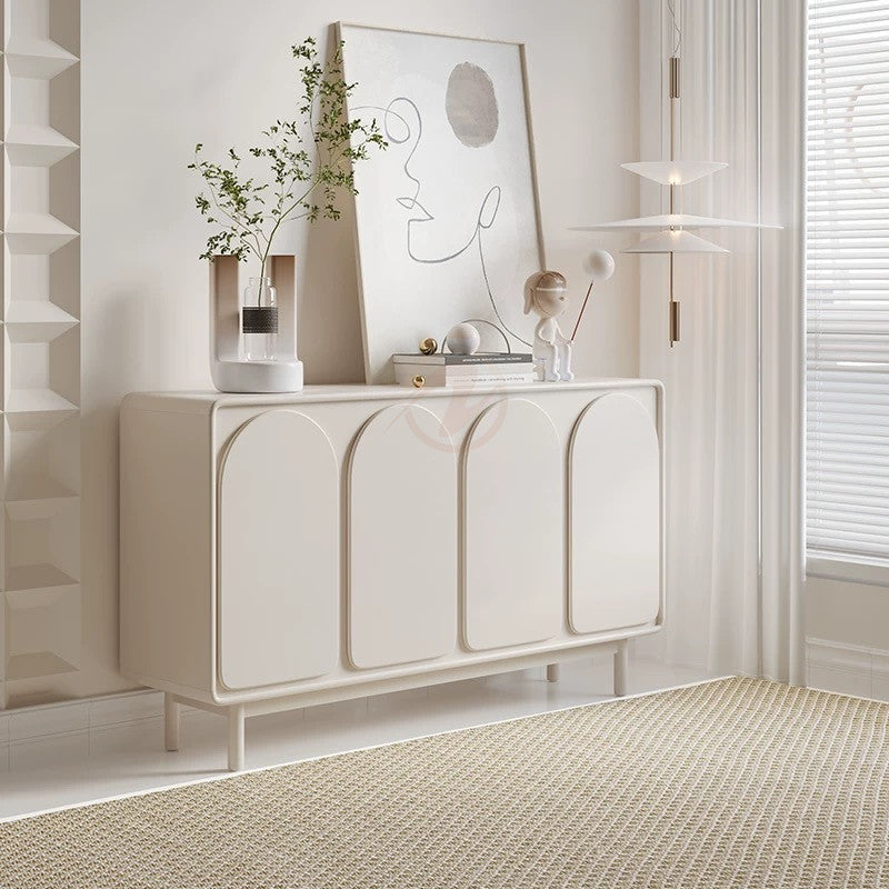 MILKIES Cream-Style Piano Lacquer Solid Wood Sideboard | Storage Cabinet | 7025