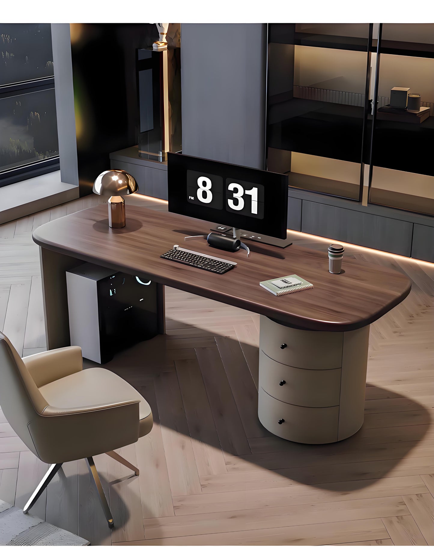 Designer Solid Wood Smart Desk 180cm – Modern Executive Office Desk 6016