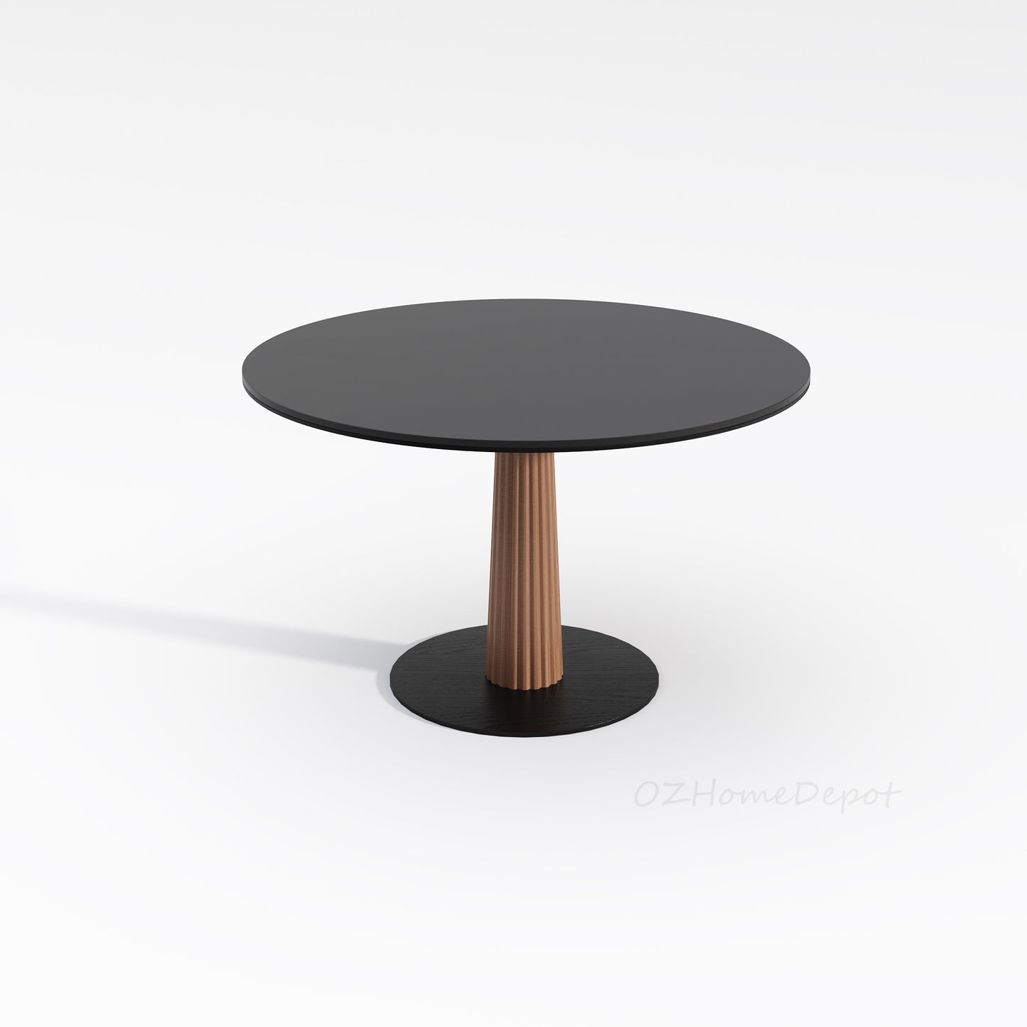 LLIAD Small Wooden Base with Cave Stone Circular Dining Table | Meeting Table | Dining Chair | Set | 9047