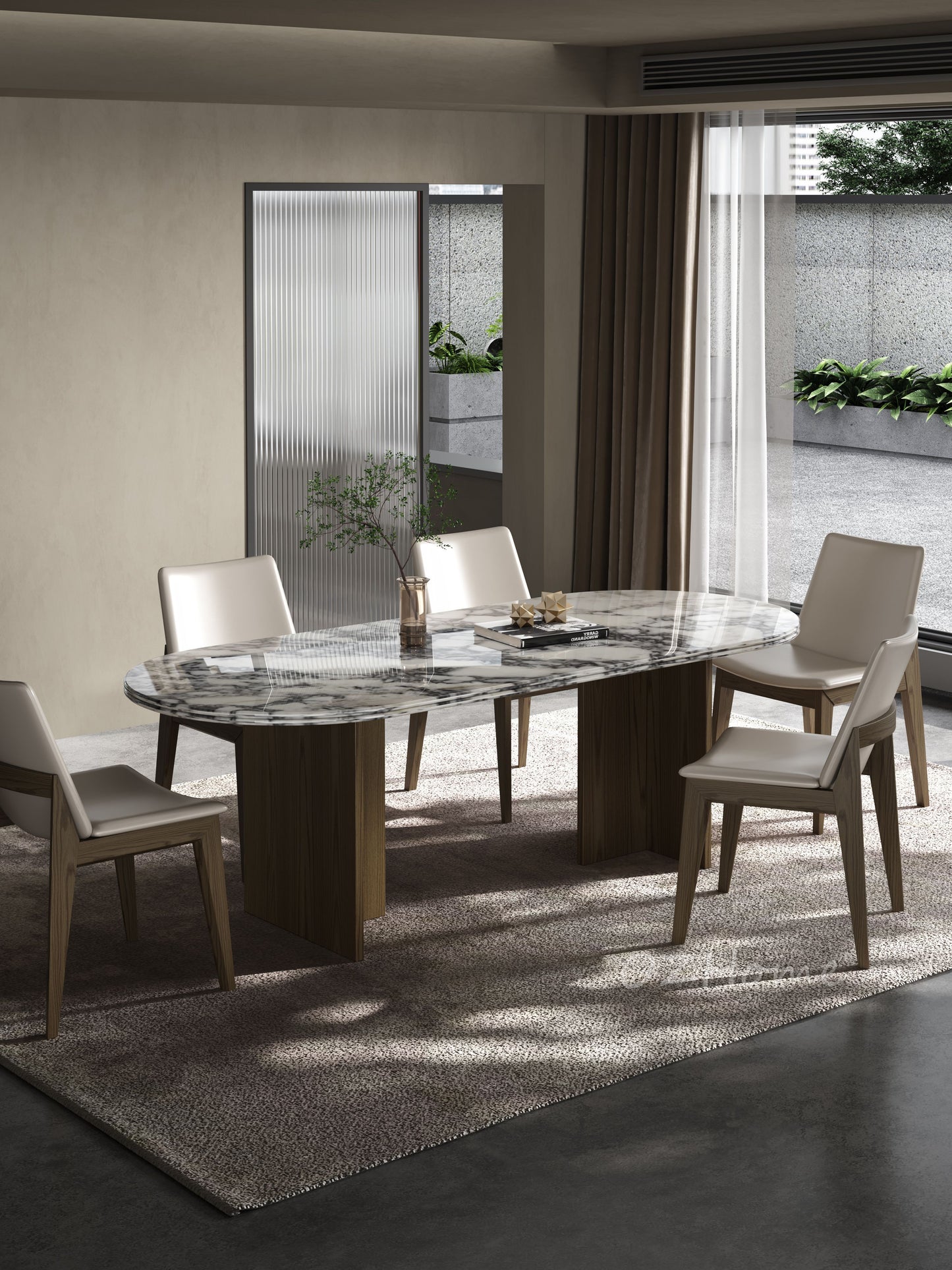 SERVIUS Italian Style Luxury Edition Natural Cut Marble Bvlgari Golden Luxury Stone Long Dining Table Multiple Sizes | 9053