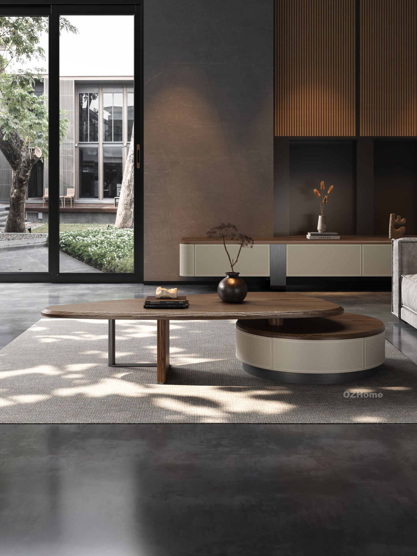 ORBIT Designer Irregular-Shaped Wooden Coffee Table Set 5049
