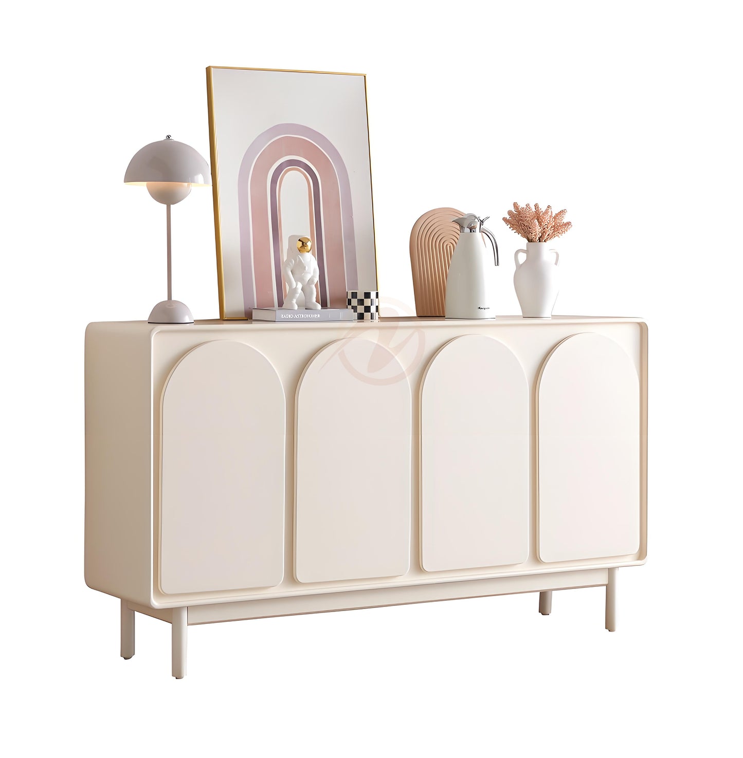 MILKIES Cream-Style Piano Lacquer Solid Wood Sideboard | Storage Cabinet | 7025