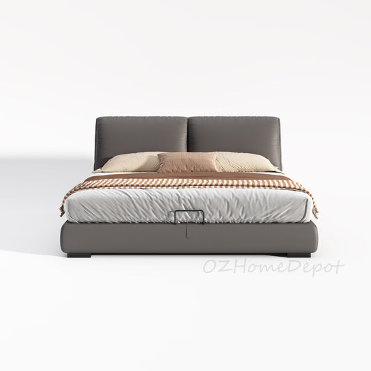 CONSTANZA Elephant Ear Leathaire Bed Frame Queen/ King/ Steel legs