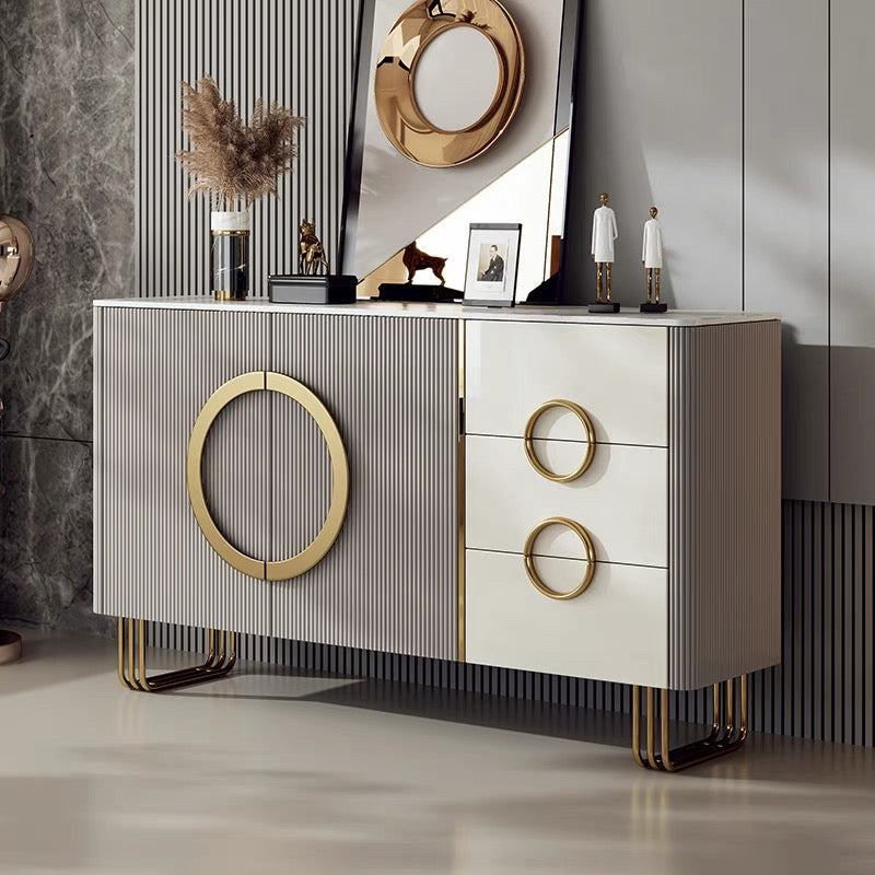 LORENZOL Italian Minimalist Sintered Stone Countertop Sideboard with Drawers | Entryway Cabinet | Shoe Cabinet | 7028
