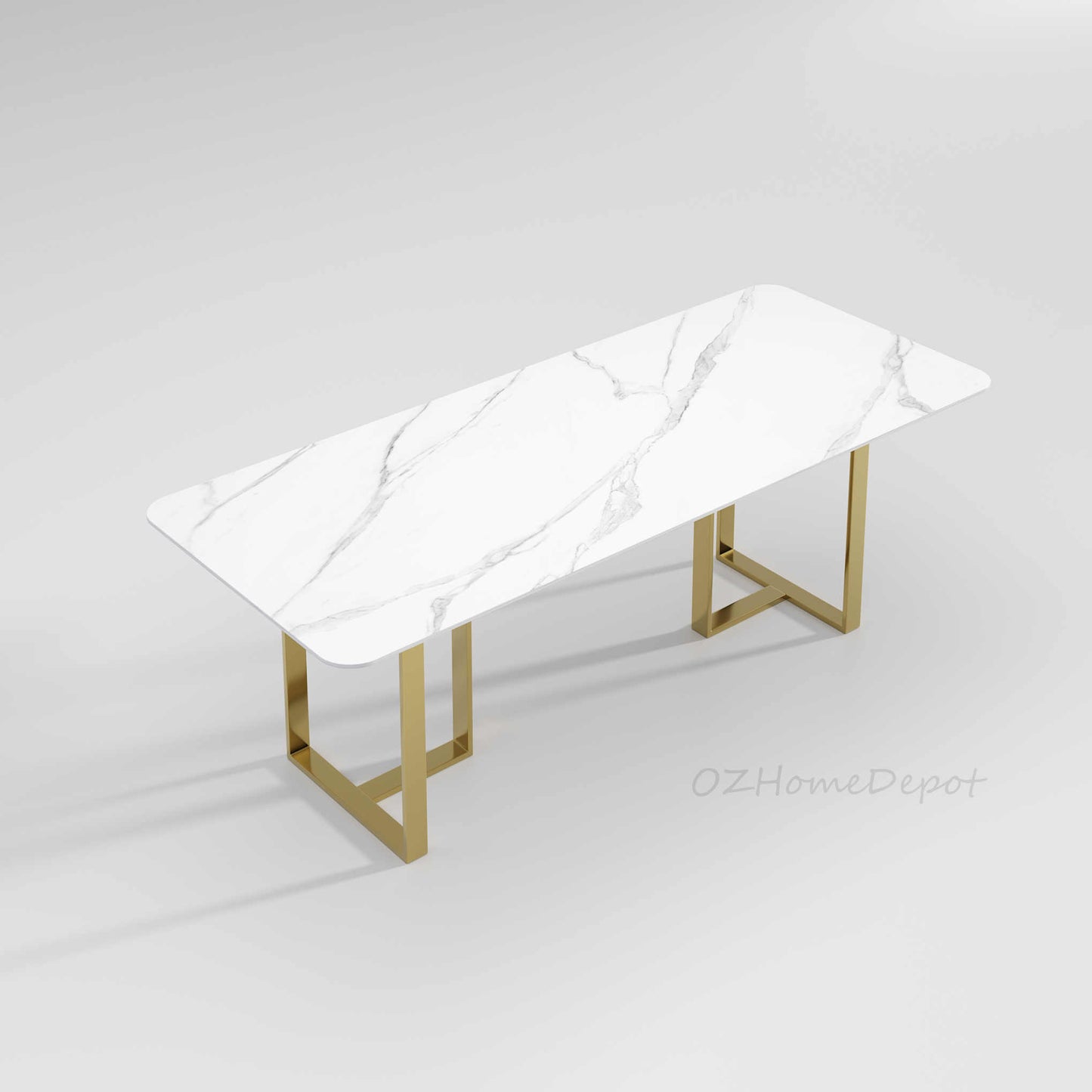 ELOWEN Marble Paint Sintered Stone Top - Gloss Finish Long Dining Table 9098