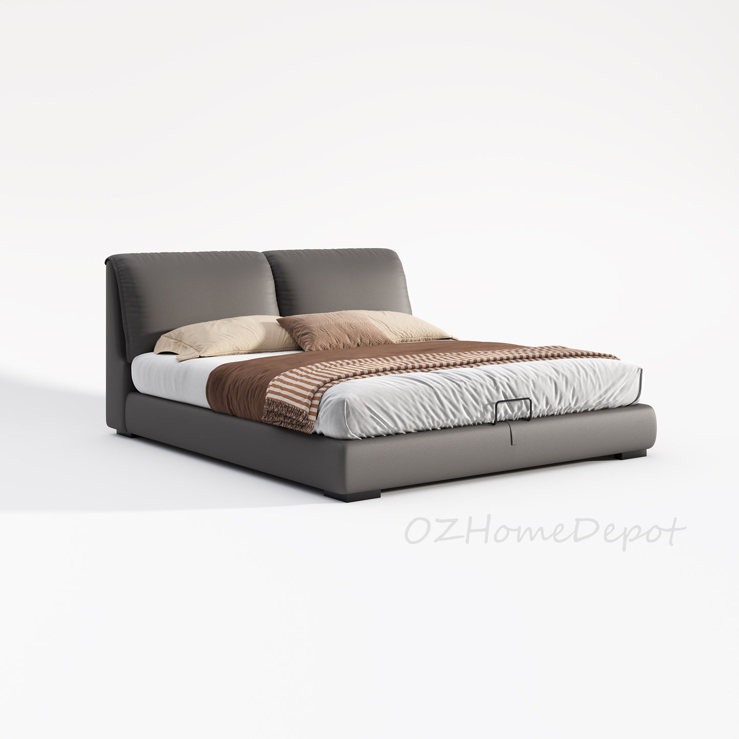 CONSTANZA Elephant Ear Leathaire Bed Frame Queen/ King/ Steel legs