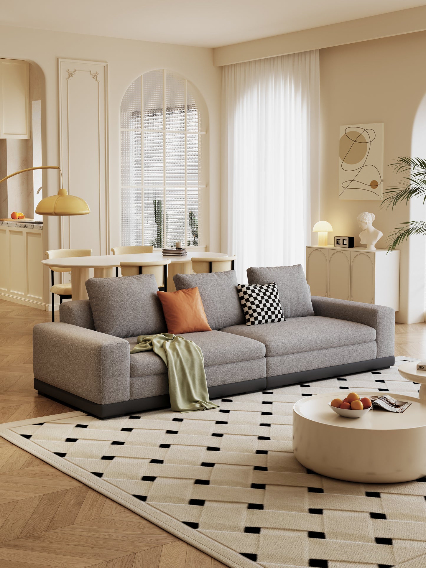 【Pre-Order】 ASGER Special Edition Grey Textured Cotton-Linen Three-Seater Sofa 255cm | 1049-255