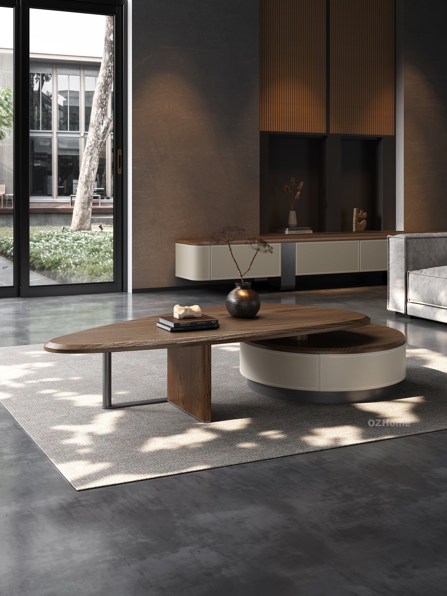 ORBIT Designer Irregular-Shaped Wooden Coffee Table Set 5049