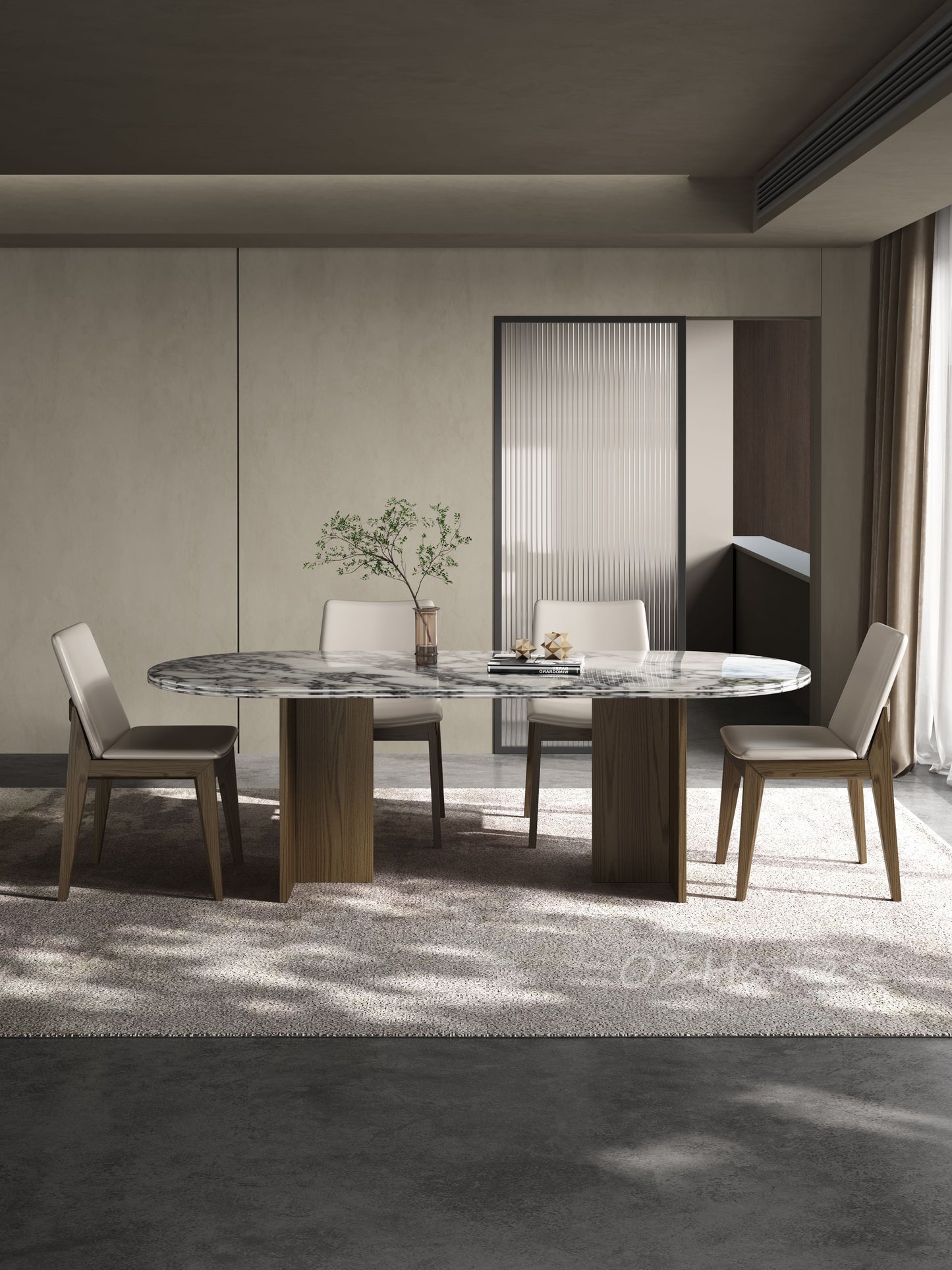 SERVIUS Italian Style Luxury Edition Natural Cut Marble Bvlgari Golden Luxury Stone Long Dining Table Multiple Sizes | 9053