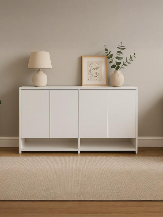 OTTO Minimalist White Shoe Cabinet – BB Double-Door Combo | Model SS-006bb