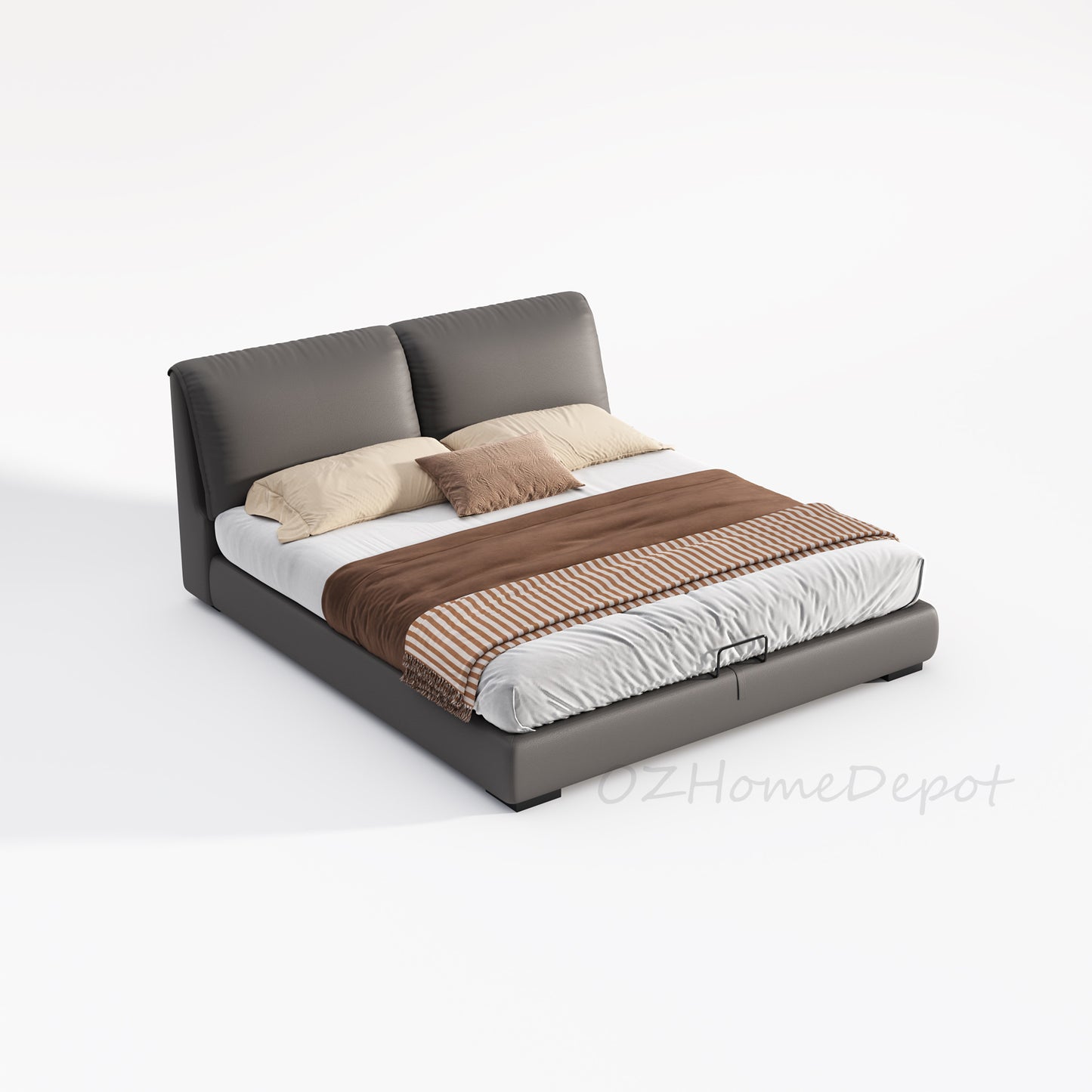 CONSTANZA Elephant Ear Leathaire Bed Frame Queen/ King/ Steel legs