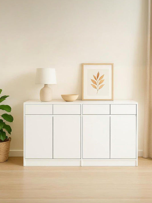 OTTO Minimalist White Shoe Cabinet – AA Double-Door Combo | Model SS-006aa