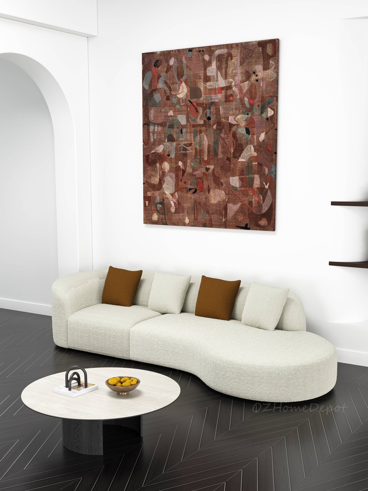 【Pre-sale】CASHEW New Design Nordic Design Teddy Velvet Shaped Sofa 1046