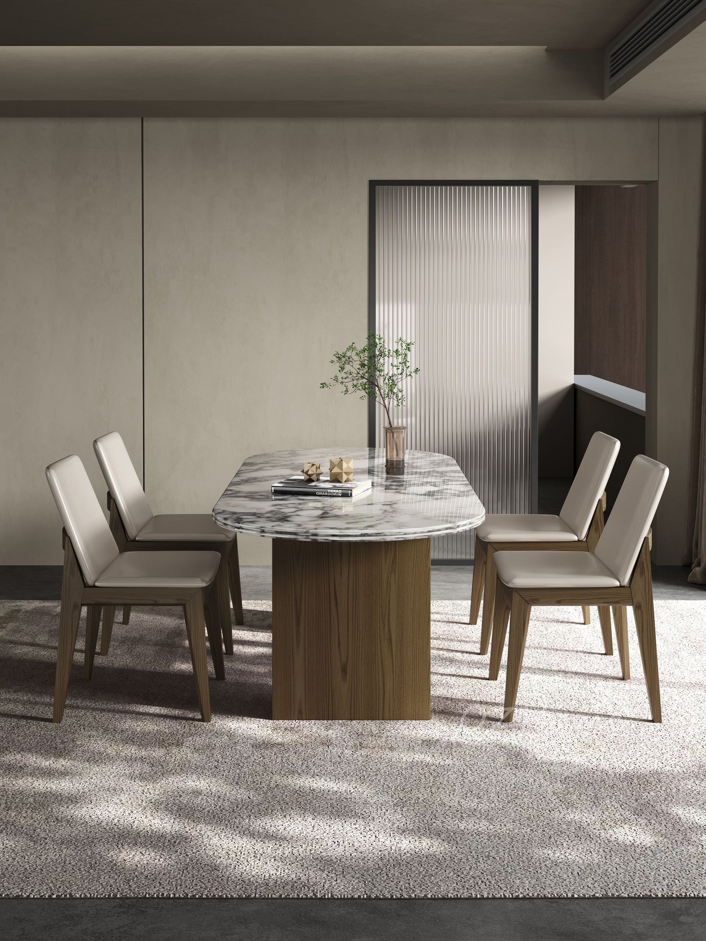 SERVIUS Italian Style Luxury Edition Natural Cut Marble Bvlgari Golden Luxury Stone Long Dining Table Multiple Sizes | 9053
