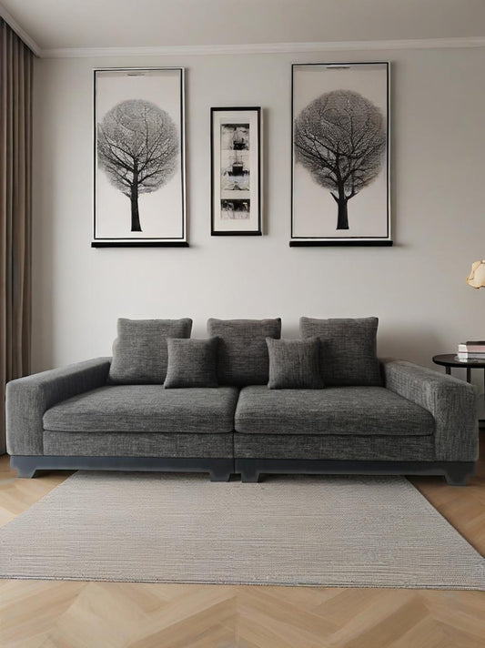 ASGER Custom Edition Grey Textured Cotton-Linen Fabric 3-Seater Sofa 255cm | 1049-255