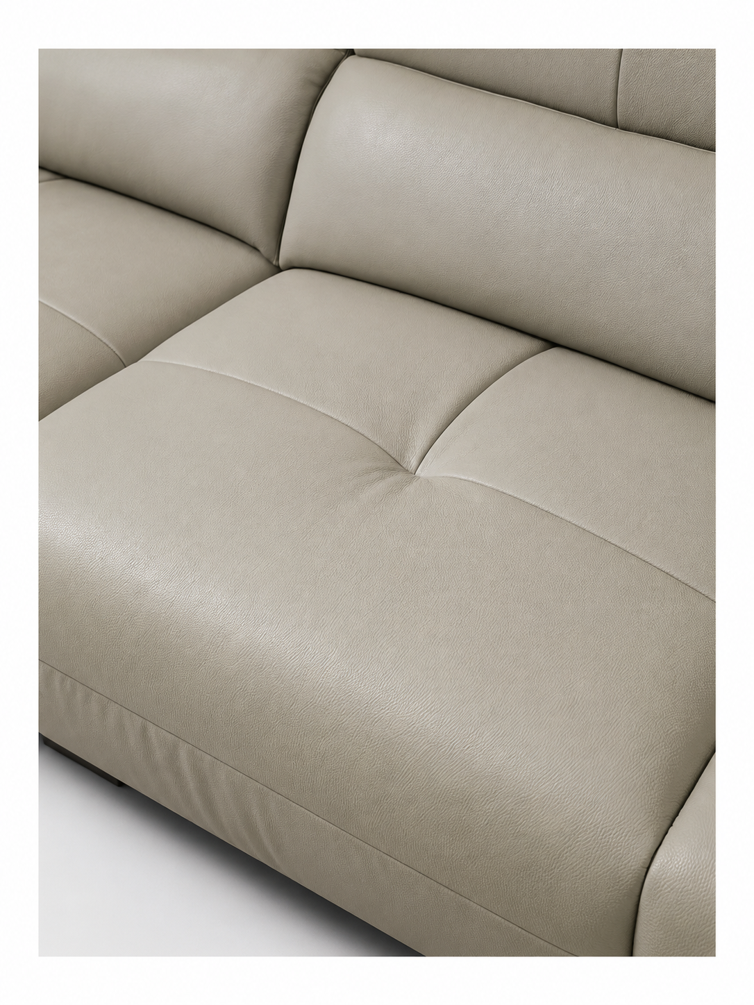 【SALE】CESARE Beige Genuine Leather 3-Seater Sofa | 326cm Luxury Sofa 1101