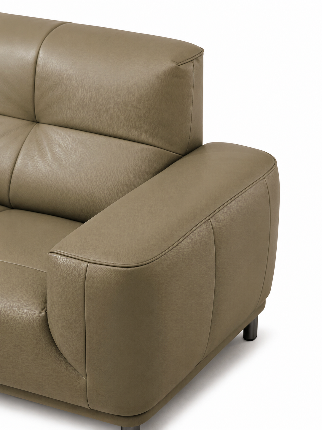 【SALE】BELLAGIO Khaki Genuine Leather 3 Seater Sofa 308cm | Luxury Modern Sofa 1103