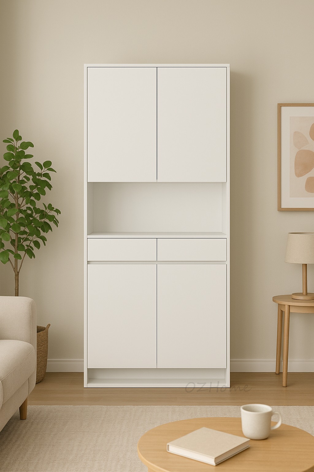 FINN Extra-Large White Four-Door Storage Shoe Cabinet with Drawer | SS-007