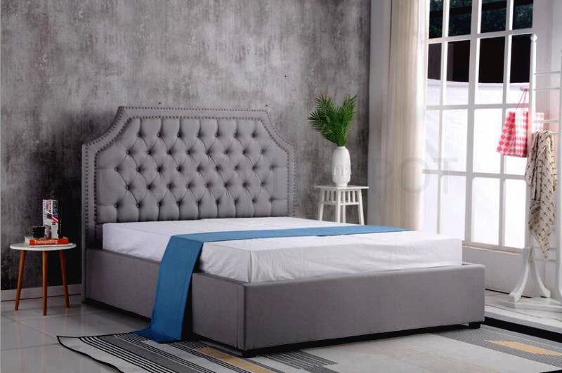 AZALEA Nordic Light Luxury Gray Fabric Rivet Bed Frame | 0016.