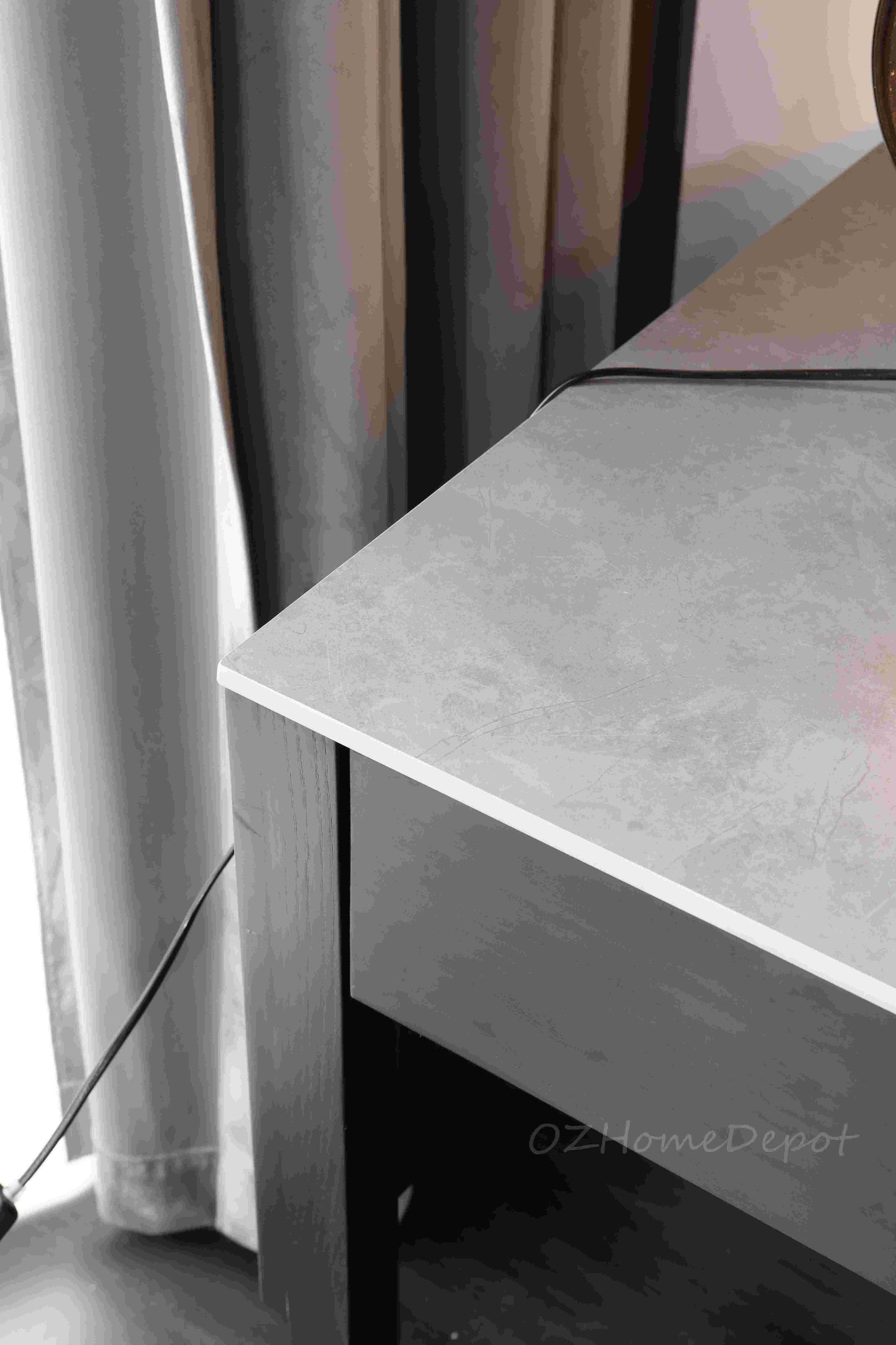 Zita Sintered Stone Top Study Desk with Drawers /Glass Stand/Ceramic/ Home Office Desk