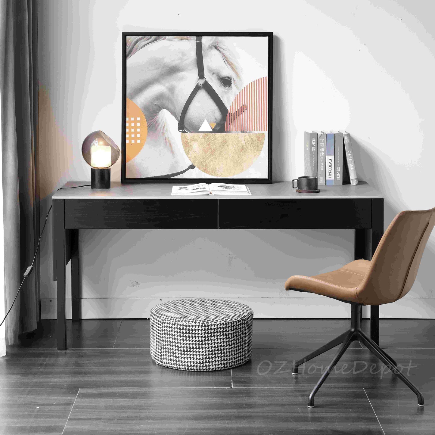 Zita Sintered Stone Top Study Desk with Drawers /Glass Stand/Ceramic/ Home Office Desk