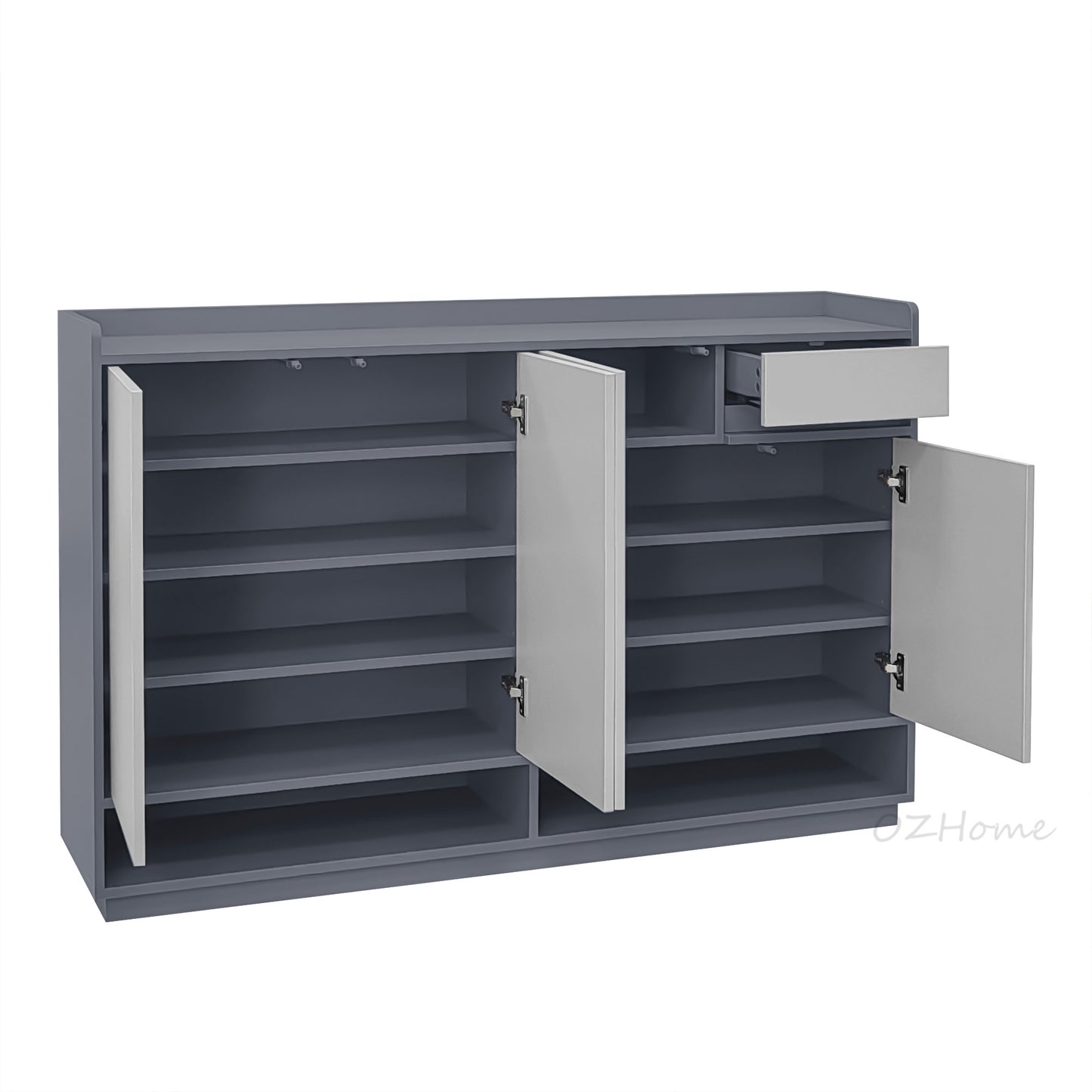 ZANE Light Grey & Dark Grey Four-Door Storage Shoe Cabinet with Drawer, Large 140cm | SS-005