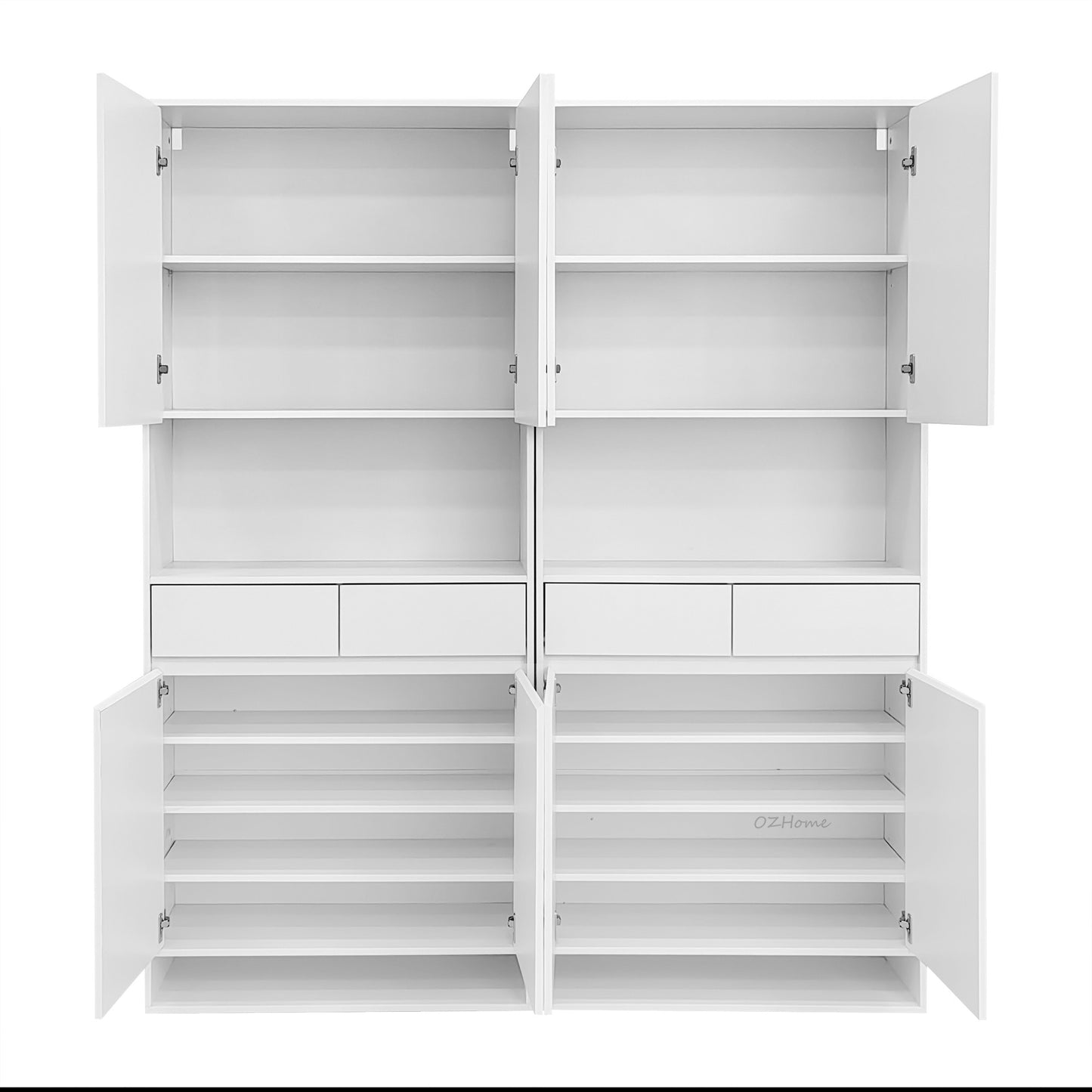 FINN Extra-Large White Four-Door Storage Shoe Cabinet with Drawer | SS-007