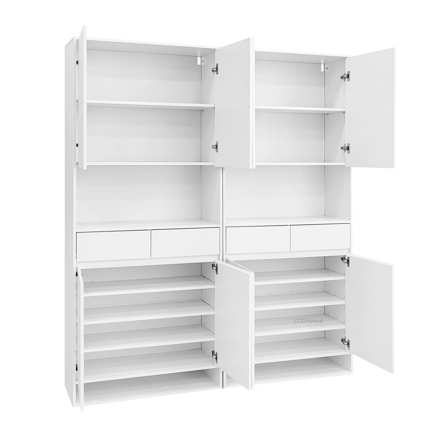 FINN Extra-Large White Four-Door Storage Shoe Cabinet with Drawer | SS-007