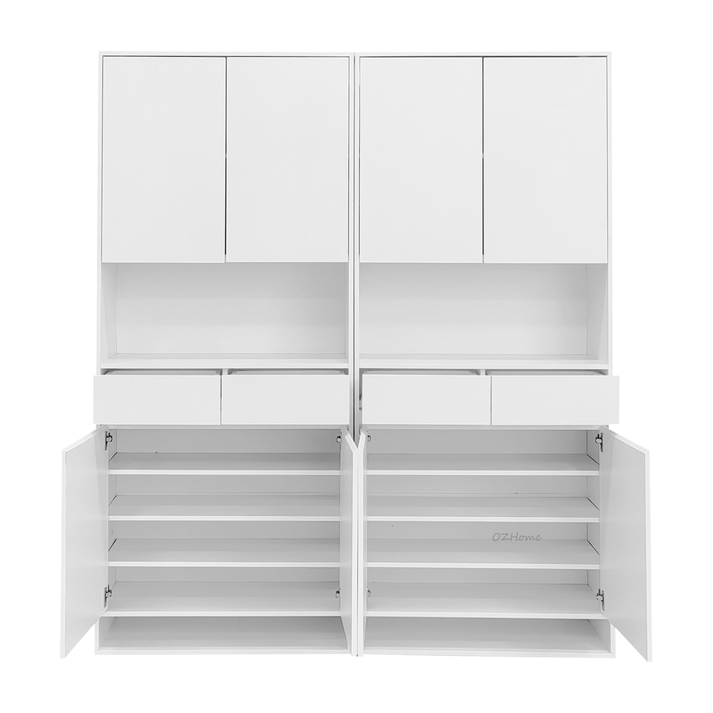 FINN Extra-Large White Four-Door Storage Shoe Cabinet with Drawer | SS-007