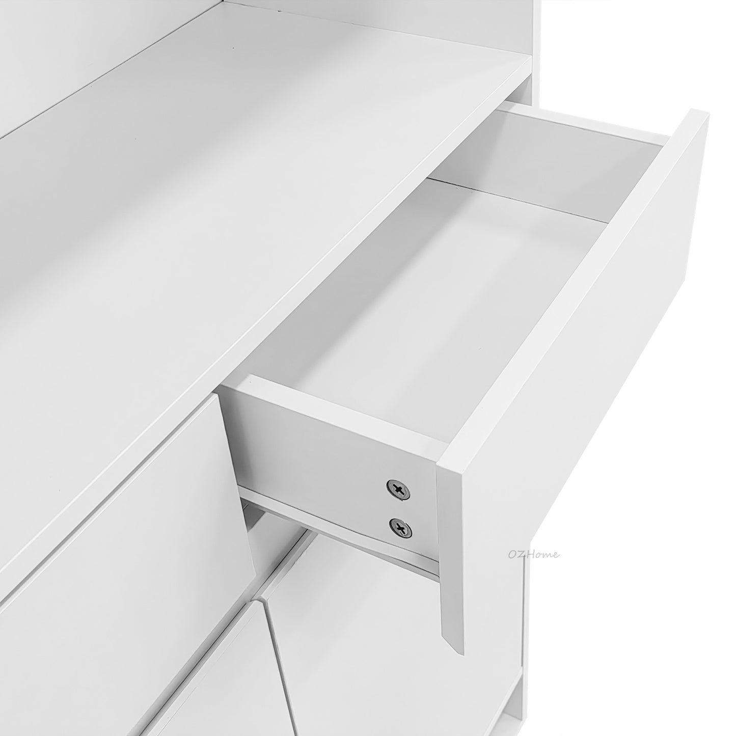 FINN Extra-Large White Four-Door Storage Shoe Cabinet with Drawer | SS-007