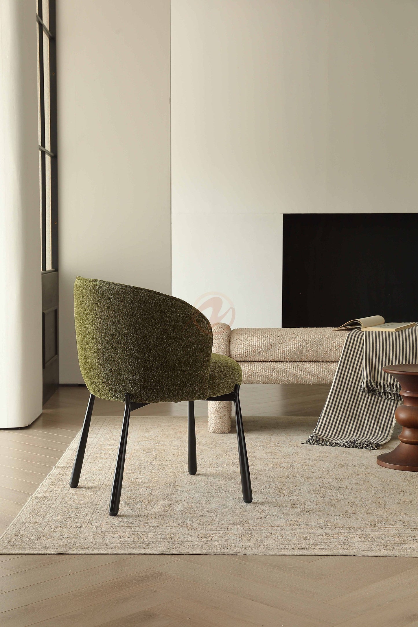 RUBIS Bouclé Semi-Enclosed Dining Chair – Available in Multiple Colours | 4120-RED