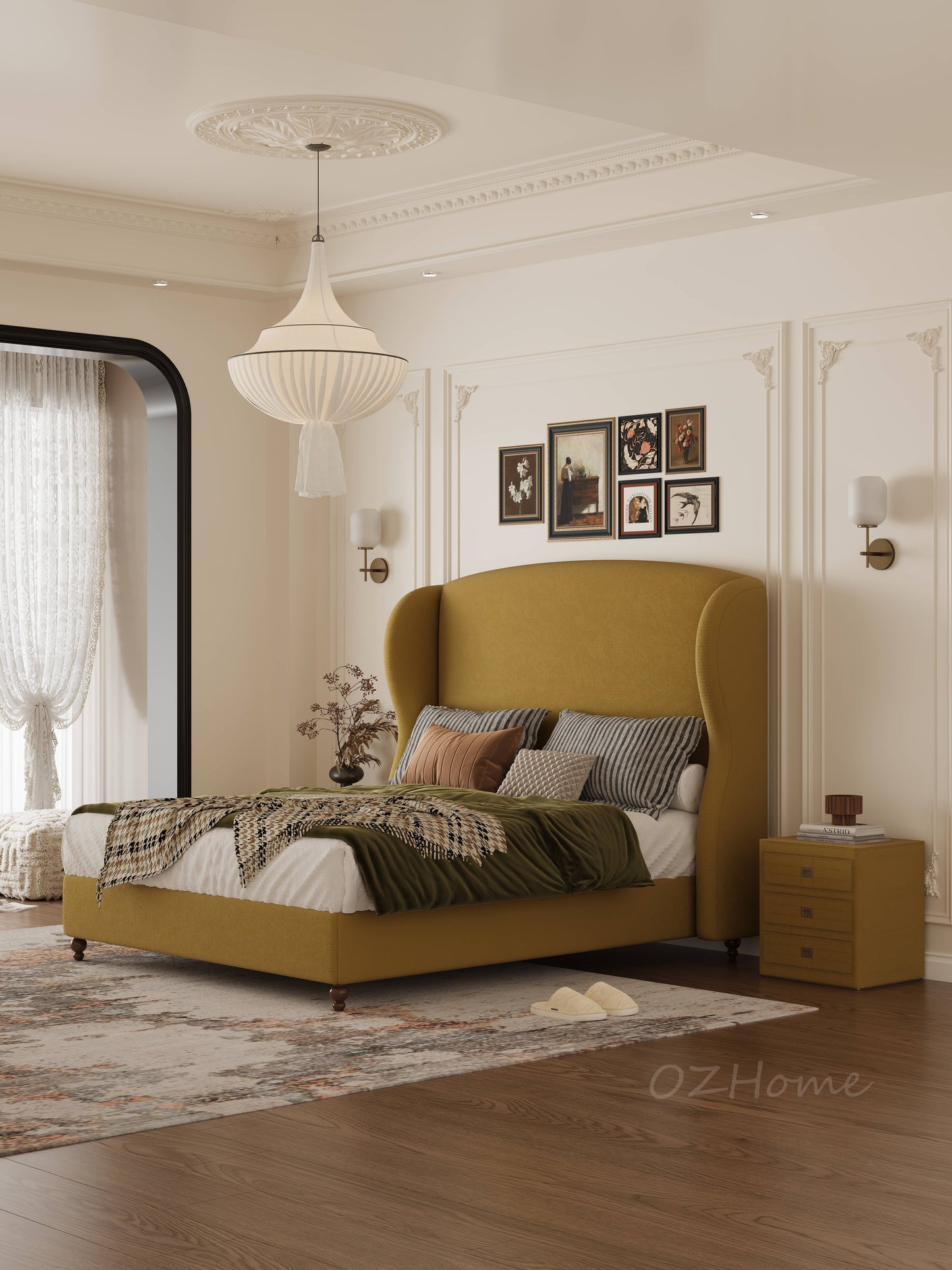 Léandre French Chic Upholstered Bed Frame Queen | King | Upholstery 07