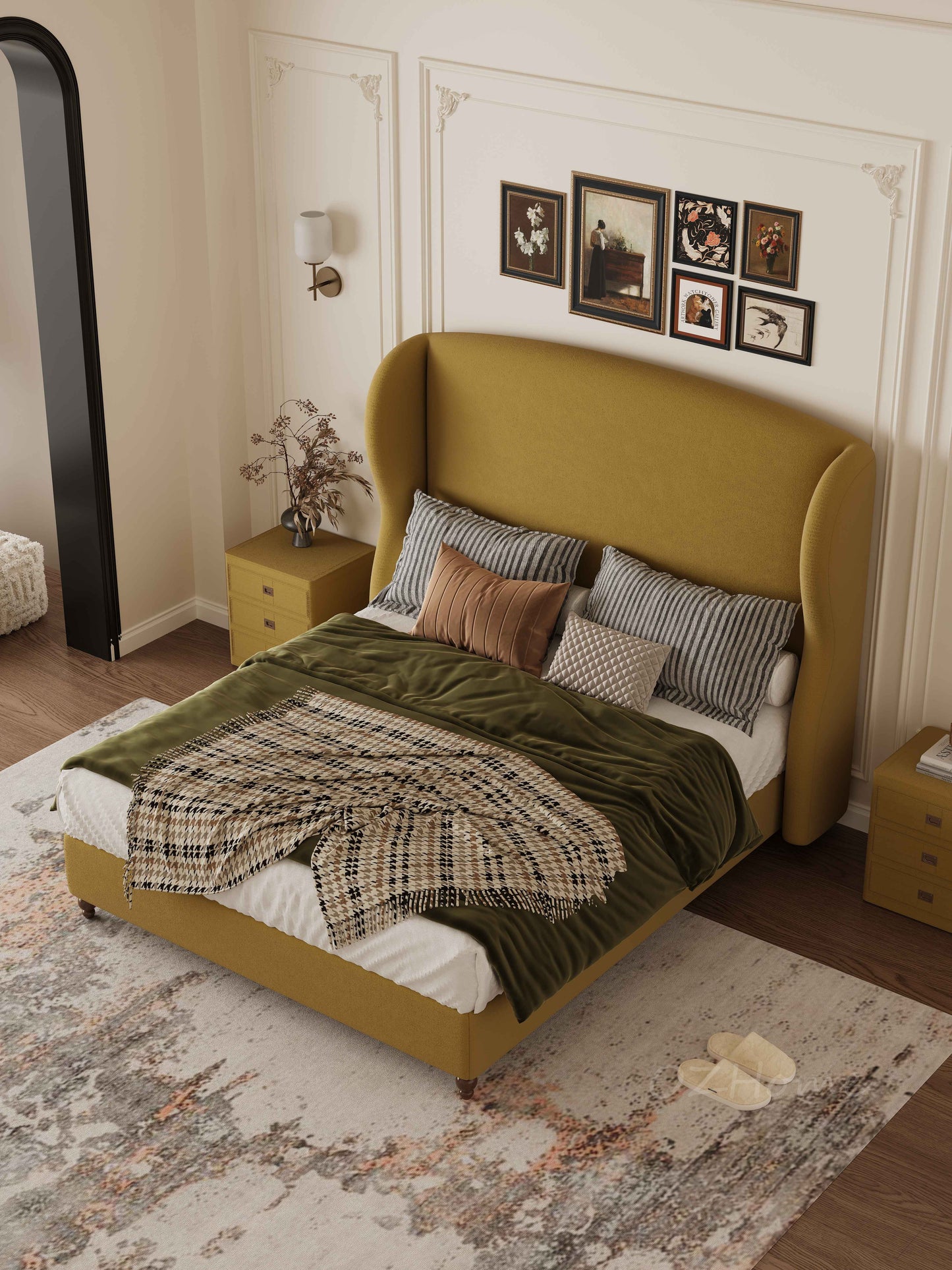 Léandre French Chic Upholstered Bed Frame Queen | King | Upholstery 07