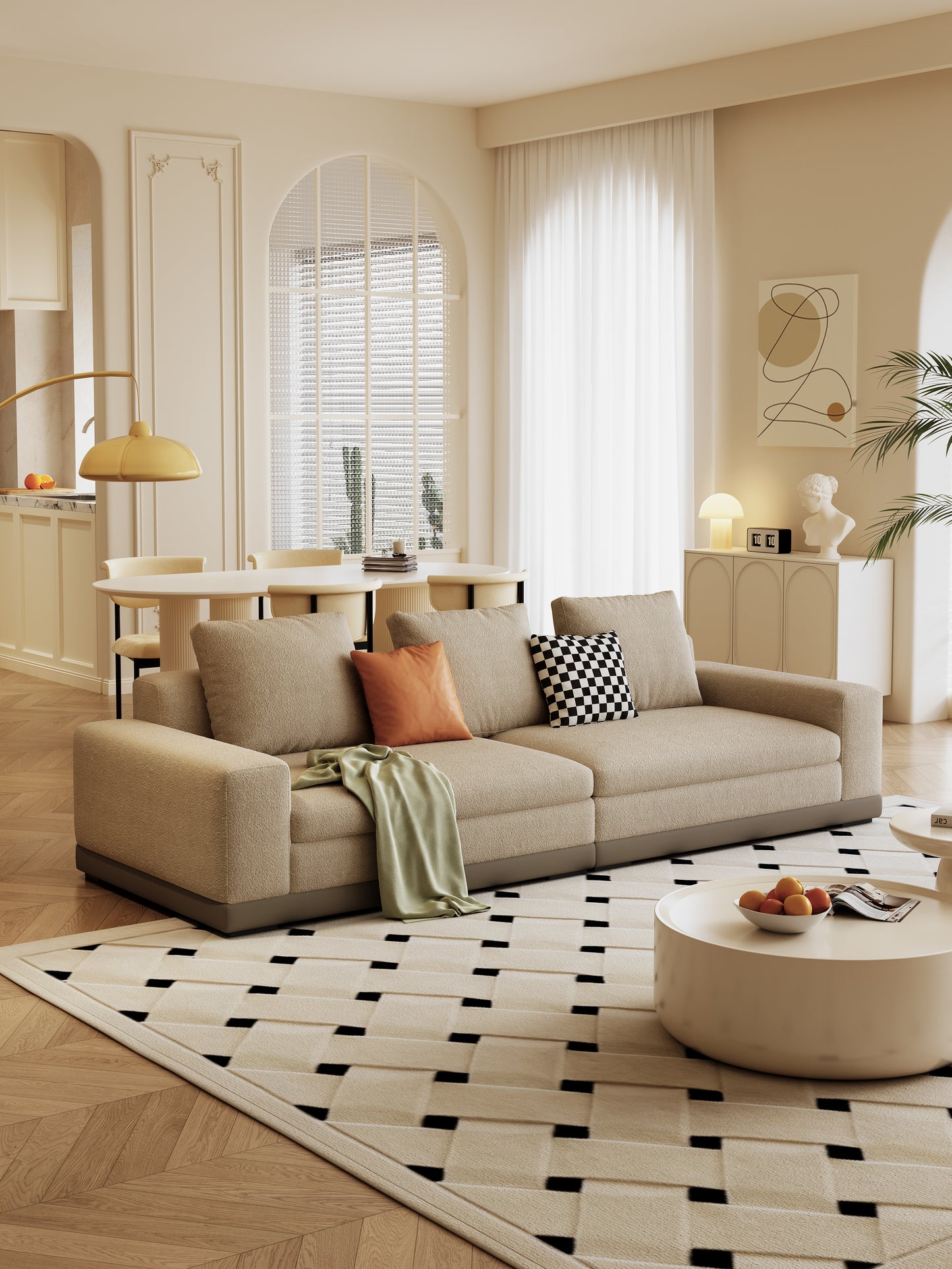 【Pre-Order】 ASGER Special Edition Grey Textured Cotton-Linen Three-Seater Sofa 255cm | 1049-255