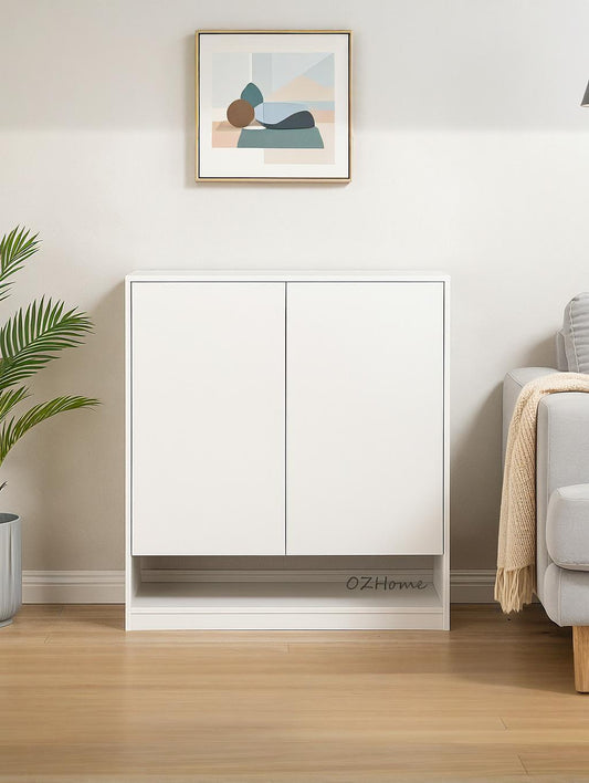 OTTO Minimalist White Shoe Cabinet – B Double-Door Unit
